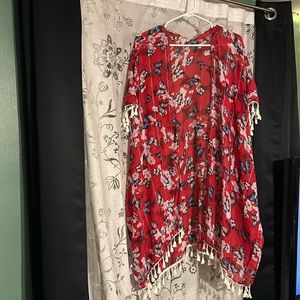Red butterfly cardigan one size